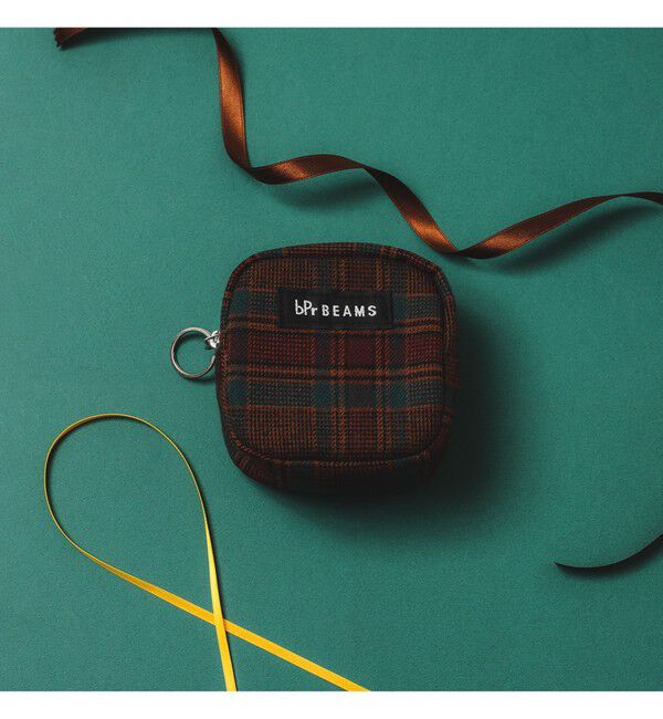 BEAMS「チェック ポーチ S」|ポーチ|BROWN&times;GREEN