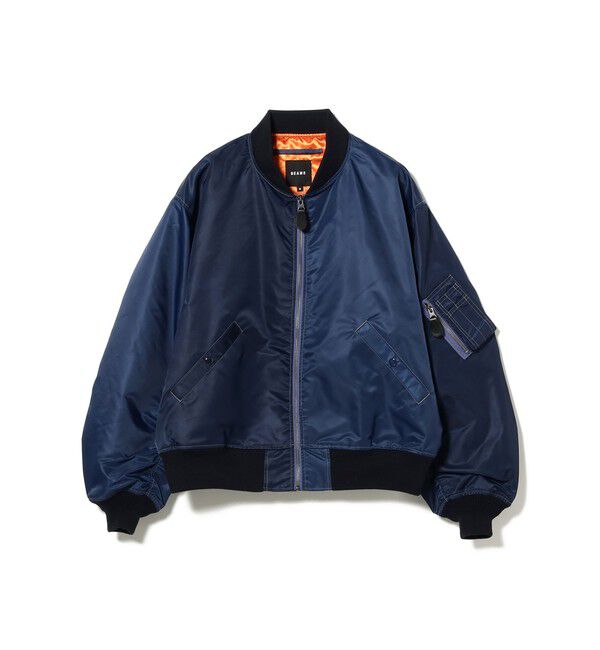 BEAMS「【ワイドフィット】クレイジー MA-1」|ブルゾン・スタジャン|NAVY