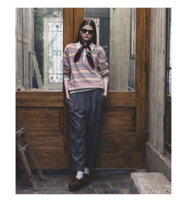 BEAMS PLUS「Half Zip Knit Polo Jacquard」|ポロシャツ|