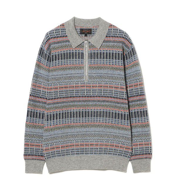 BEAMS PLUS「Half Zip Knit Polo Jacquard」|ポロシャツ|