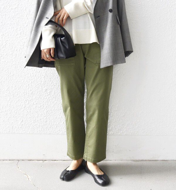 SHIPS for women「《一部追加予約》【WEB限定】ストレッチ ベーシック ベイカー パンツ」|その他|オリーブ