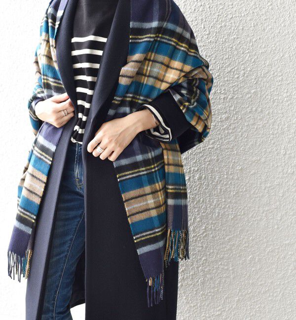 SHIPS for women「【SHIPS別注】JOHNSTONS:カシミヤチェックストール」|ストール|
