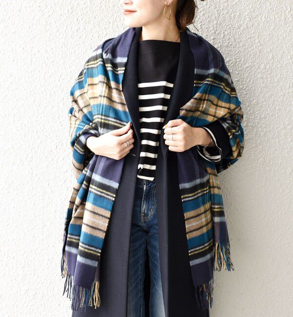 SHIPS for women「【SHIPS別注】JOHNSTONS:カシミヤチェックストール」|ストール|