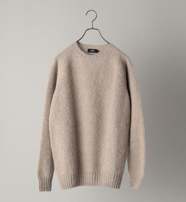 SHIPS「【SHIPS別注】HARLEY OF SCOTLAND:ウォッシャブル シャギー クルーネックニット」|ニット・セーター|ベージュ