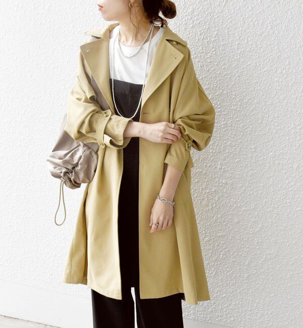 SHIPS any「SHIPS any: 〈洗濯機可能〉フレア ミディ トレンチ コート」|トレンチコート|ベージュ