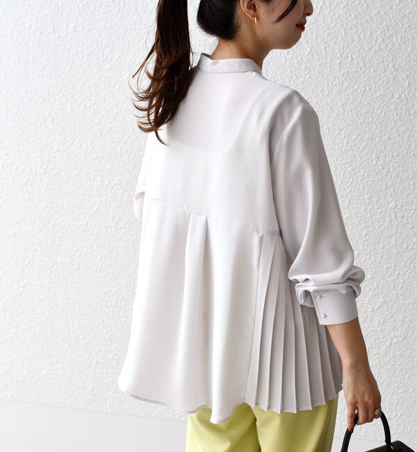 SHIPS for women「【WEB限定】〈手洗い可能〉ストレッチ ジョーゼット プリーツ ブラウス」|シャツ・ブラウス|