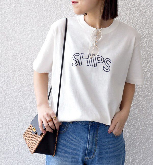 SHIPS for women「【WEB限定】 SHIPS ラウンド プリント ロゴ TEE」|Tシャツ・カットソー|