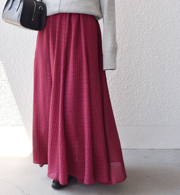 SHIPS for women「〈手洗い可能〉シアサッカー チェック ボリューム スカート◇」|スカート|