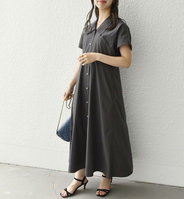 SHIPS any「SHIPS any:〈洗濯機可能〉フラットカラー Vネック フレア ワンピース」|ワンピース|