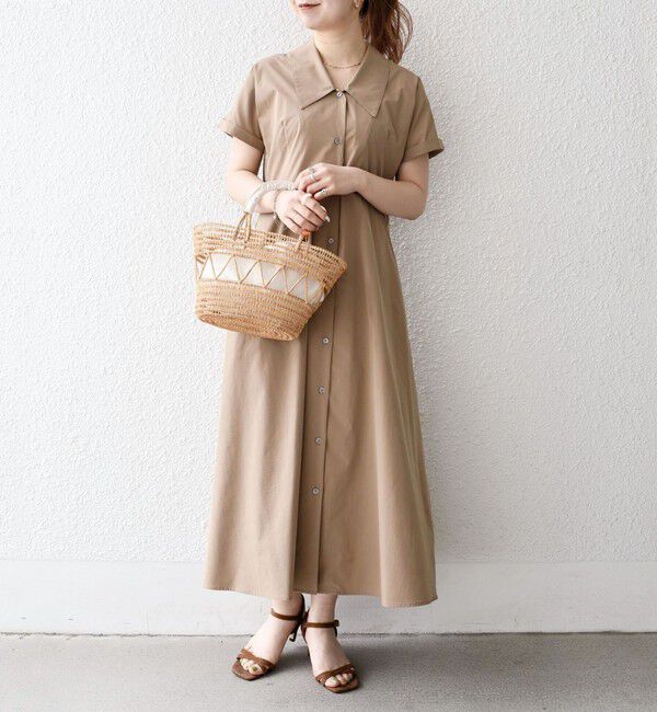 SHIPS any「SHIPS any:〈洗濯機可能〉フラットカラー Vネック フレア ワンピース」|ワンピース|