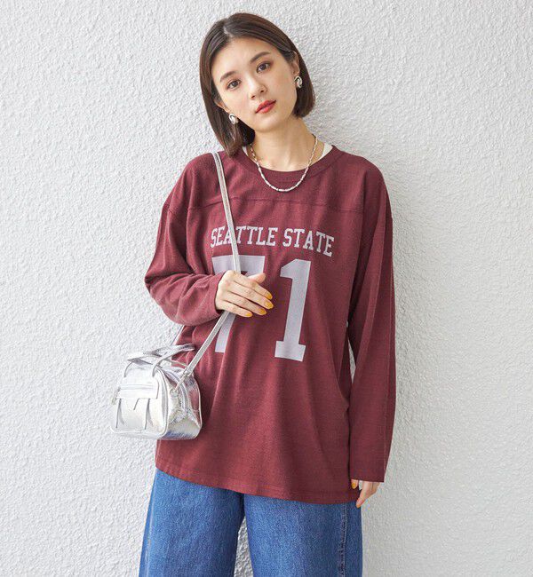 SHIPS for women「〈洗濯機可能〉Odub:フットボール TEE◇」|Tシャツ・カットソー|