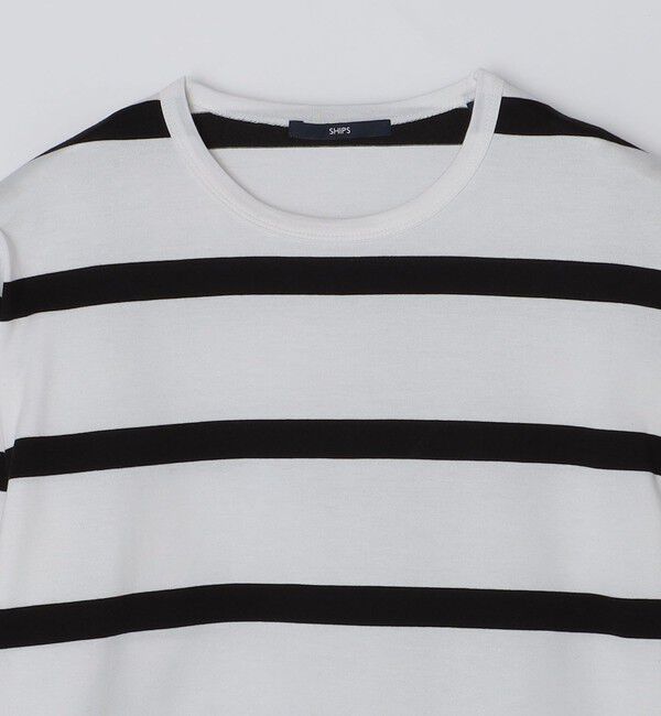 SHIPS「SHIPS: ワイドパネル ボーダー クルーネック Tシャツ (ロンT)」|Tシャツ・カットソー|