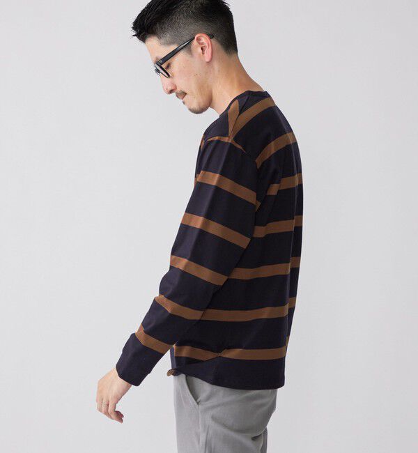 SHIPS「SHIPS: ワイドパネル ボーダー クルーネック Tシャツ (ロンT)」|Tシャツ・カットソー|