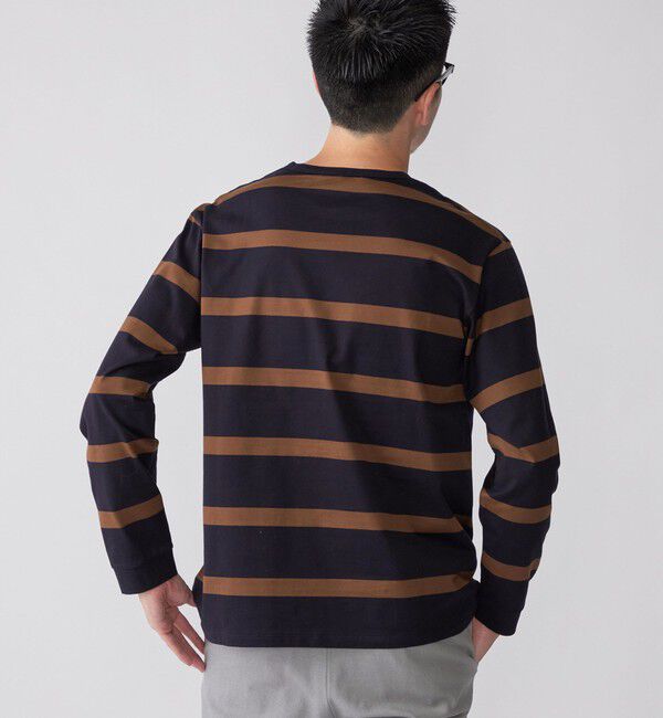 SHIPS「SHIPS: ワイドパネル ボーダー クルーネック Tシャツ (ロンT)」|Tシャツ・カットソー|