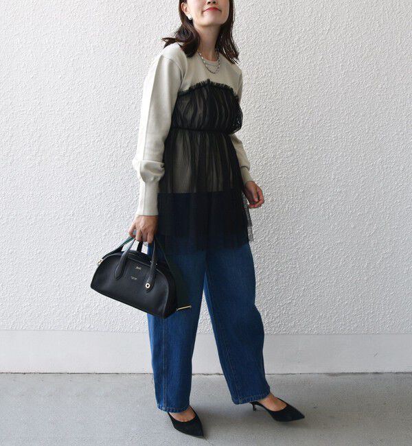 SHIPS for women「* 〈手洗い可能〉チュール ドッキング ニット ◇」|ニット・セーター|