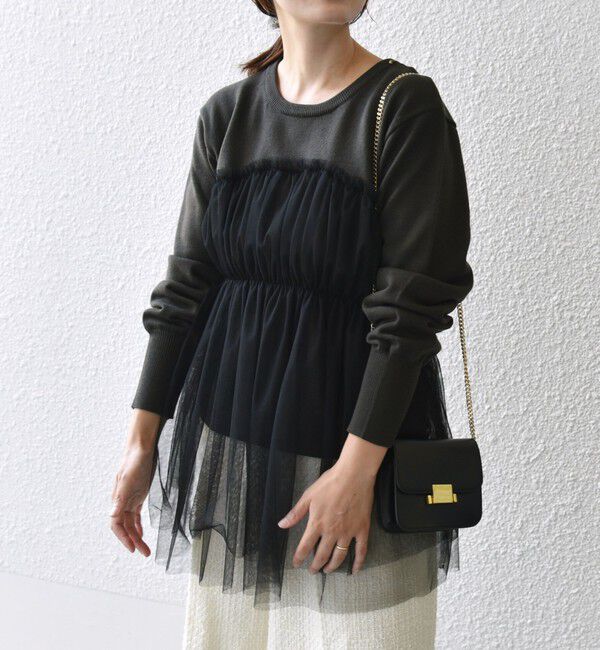 SHIPS for women「* 〈手洗い可能〉チュール ドッキング ニット ◇」|ニット・セーター|