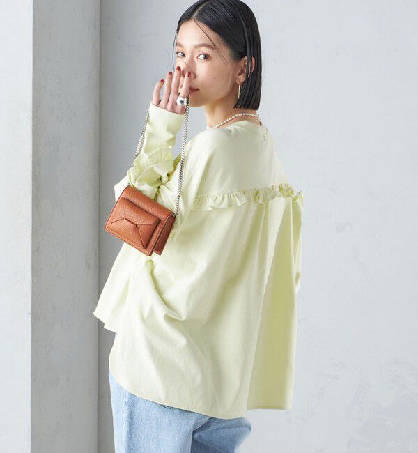 SHIPS for women「〈洗濯機可能〉ロング リブ スリーブ フリル カットソー」|Tシャツ・カットソー|