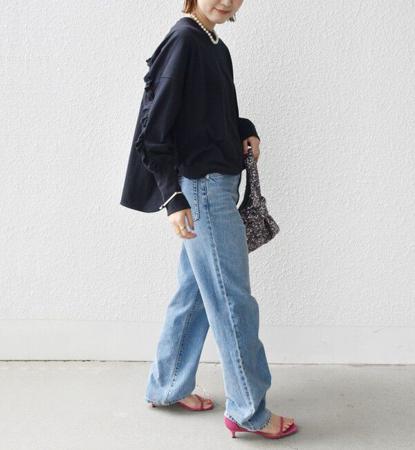 SHIPS for women「〈洗濯機可能〉ロング リブ スリーブ フリル カットソー」|Tシャツ・カットソー|