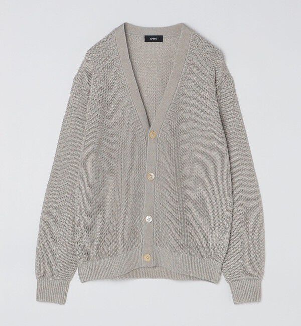 SHIPS「SHIPS: 9GG サンフェード リネン Vネック カーディガン」|カーディガン|