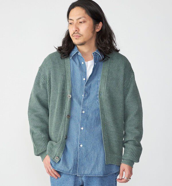 SHIPS「SHIPS: 9GG サンフェード リネン Vネック カーディガン」|カーディガン|