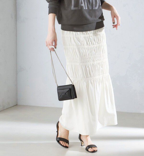 SHIPS for women「〈手洗い可能〉シャーリングギャザースカート 24SS ◇」|スカート|オフホワイト