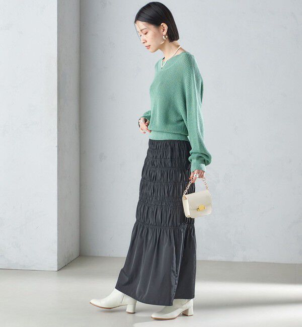 SHIPS for women「〈手洗い可能〉シャーリングギャザースカート 24SS ◇」|スカート|