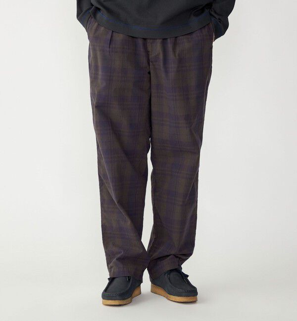 SHIPS「SHIPS: 〈セットアップ対応〉ダークトーン チェック コットン イージー トラウザー」|チノ|ネイビー