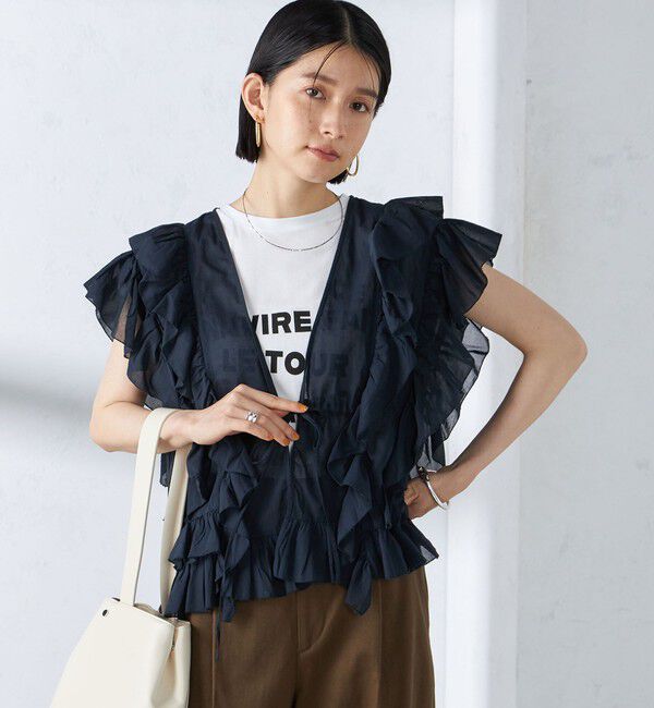 SHIPS for women「〈手洗い可能〉フリル ノースリーブ ブラウス ◇」|シャツ・ブラウス|