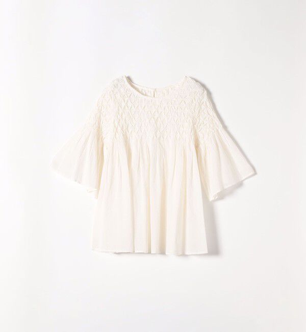 SHIPS any「SHIPS any:〈洗濯機可能〉ハンドスモッキング コットン フレア ブラウス」|シャツ・ブラウス|