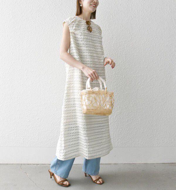 SHIPS any「SHIPS any:〈洗濯機可能〉シアー チェック パフショルダー ワンピース」|ワンピース|