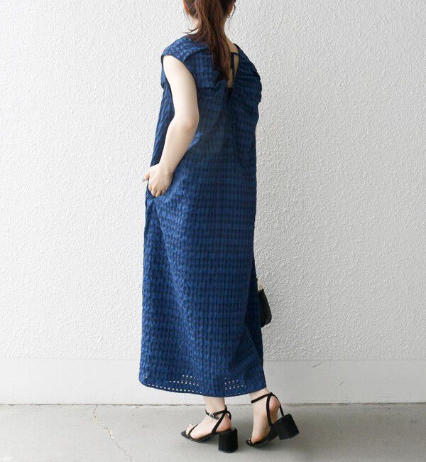 SHIPS any「SHIPS any:〈洗濯機可能〉シアー チェック パフショルダー ワンピース」|ワンピース|