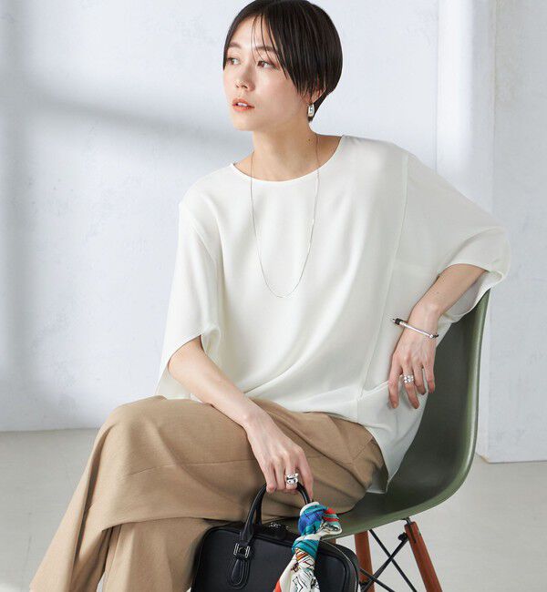 SHIPS for women「〈接触冷感 / 手洗い可能〉アセテート混 バック サテン ドルマン ブラウス」|シャツ・ブラウス|