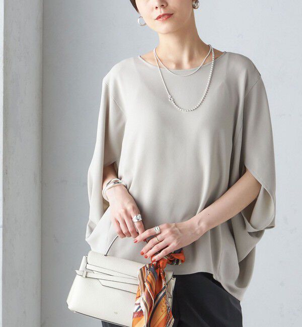 SHIPS for women「〈接触冷感 / 手洗い可能〉アセテート混 バック サテン ドルマン ブラウス」|シャツ・ブラウス|ライトグレー