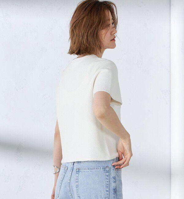 SHIPS for women「【WEB限定】〈手洗い可能〉ハイツイスト コットン ビジュー カノコ ニット」|プルオーバー|