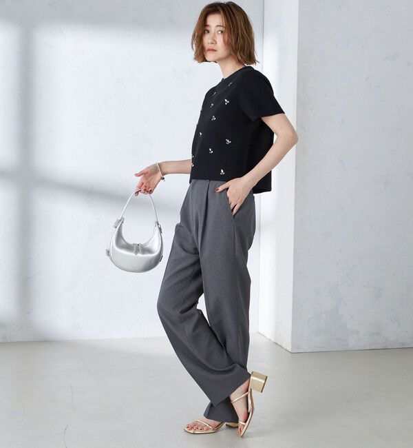 SHIPS for women「【WEB限定】〈手洗い可能〉ハイツイスト コットン ビジュー カノコ ニット」|プルオーバー|