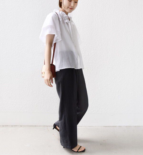 SHIPS for women「〈手洗い可能〉コットンボイル ネックギャザー ボウタイ ブラウス」|シャツ・ブラウス|