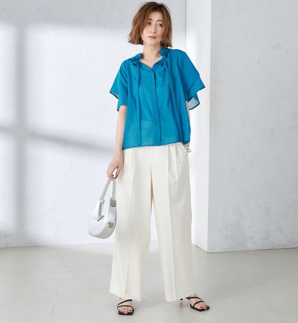 SHIPS for women「〈手洗い可能〉コットンボイル ネックギャザー ボウタイ ブラウス」|シャツ・ブラウス|