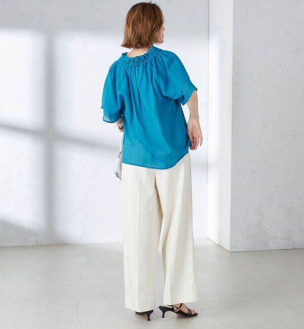 SHIPS for women「〈手洗い可能〉コットンボイル ネックギャザー ボウタイ ブラウス」|シャツ・ブラウス|