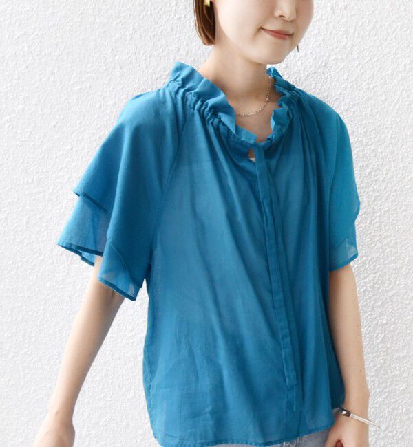 SHIPS for women「〈手洗い可能〉コットンボイル ネックギャザー ボウタイ ブラウス」|シャツ・ブラウス|
