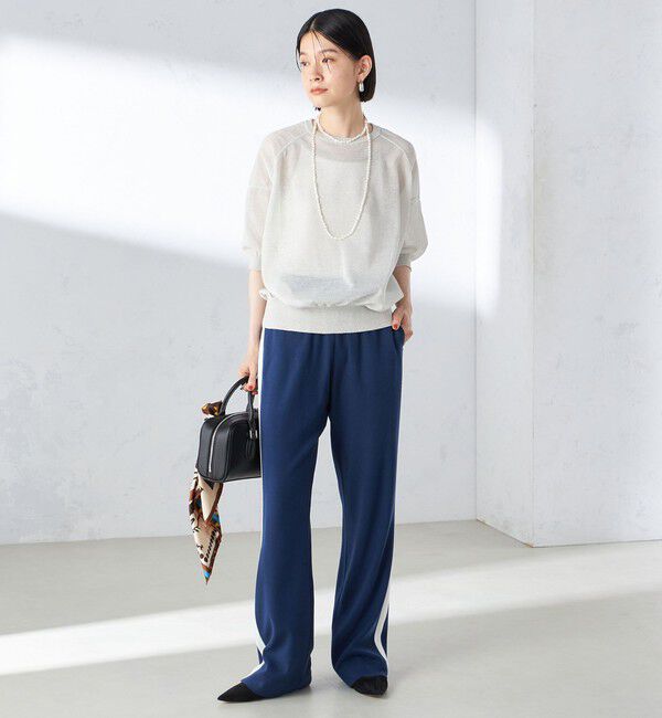 SHIPS for women「〈手洗い可能〉シアー ラメ 半袖 サマー ニット」|ニット・セーター|