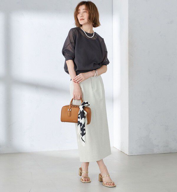 SHIPS for women「〈手洗い可能〉シアー ラメ 半袖 サマー ニット」|ニット・セーター|