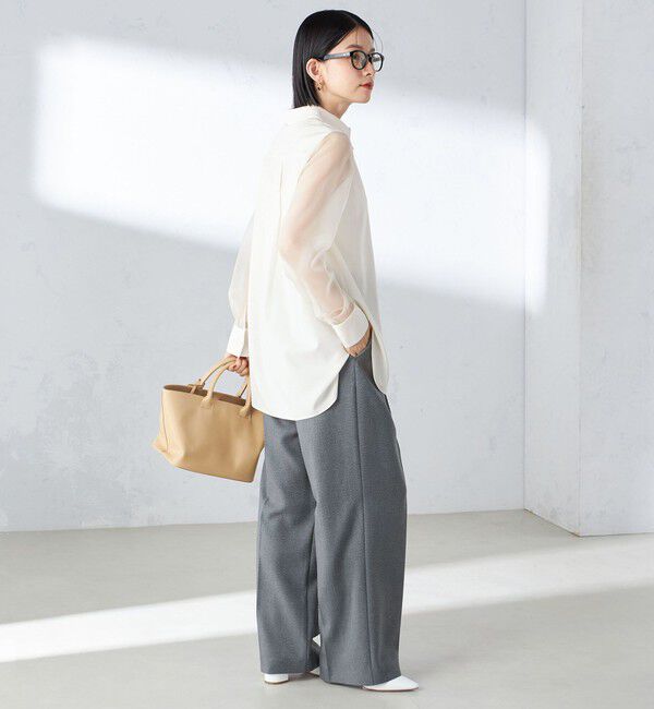 SHIPS for women「〈手洗い可能〉シアー袖 ドッキング シャツ」|シャツ・ブラウス|