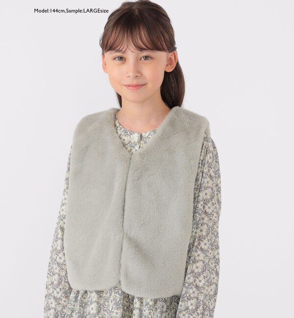SHIPS KIDS「SHIPS KIDS:100～140cm / フェイクファー&times;リバティ ベスト」|ダウンベスト・ベスト|