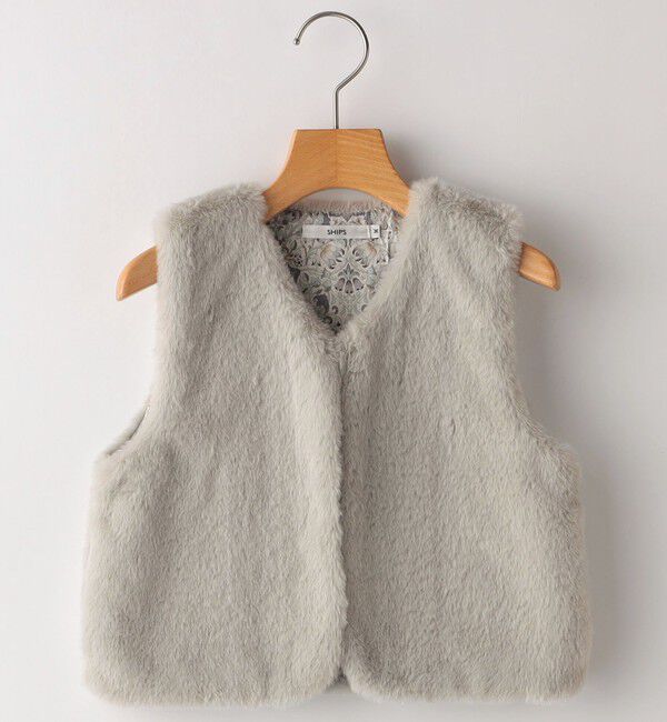 SHIPS KIDS「SHIPS KIDS:100～140cm / フェイクファー&times;リバティ ベスト」|ダウンベスト・ベスト|