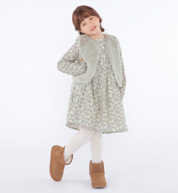 SHIPS KIDS「SHIPS KIDS:100～140cm / フェイクファー&times;リバティ ベスト」|ダウンベスト・ベスト|