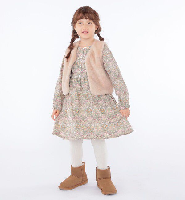 SHIPS KIDS「SHIPS KIDS:100～140cm / フェイクファー&times;リバティ ベスト」|ダウンベスト・ベスト|