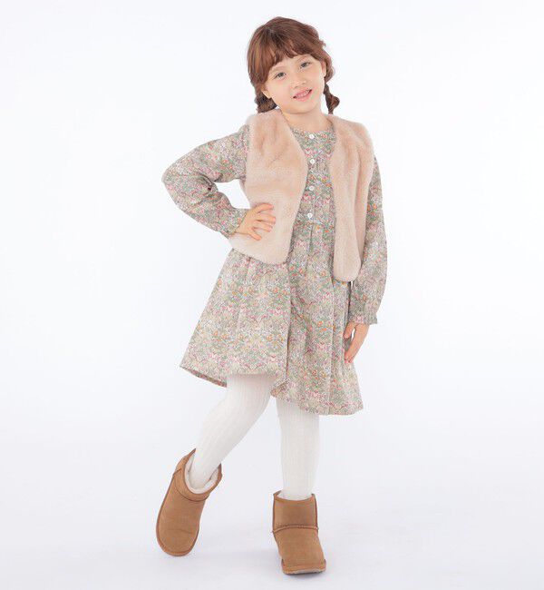SHIPS KIDS「SHIPS KIDS:100～140cm / フェイクファー&times;リバティ ベスト」|ダウンベスト・ベスト|
