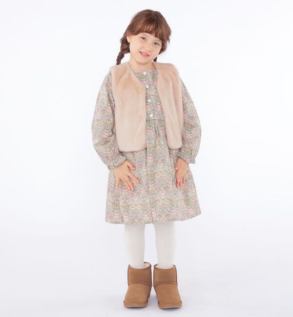 SHIPS KIDS「SHIPS KIDS:100～140cm / フェイクファー&times;リバティ ベスト」|ダウンベスト・ベスト|