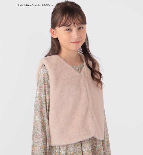 SHIPS KIDS「SHIPS KIDS:100～140cm / フェイクファー&times;リバティ ベスト」|ダウンベスト・ベスト|
