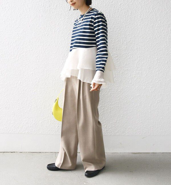 SHIPS for women「【WEB限定】〈手洗い可能〉ボーダー フリル ティアード プルオーバー」|Tシャツ・カットソー|